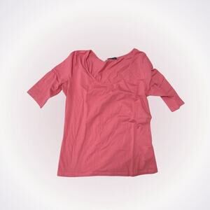 Doublju Coral Pink Scoop Neck Tee | Sz M